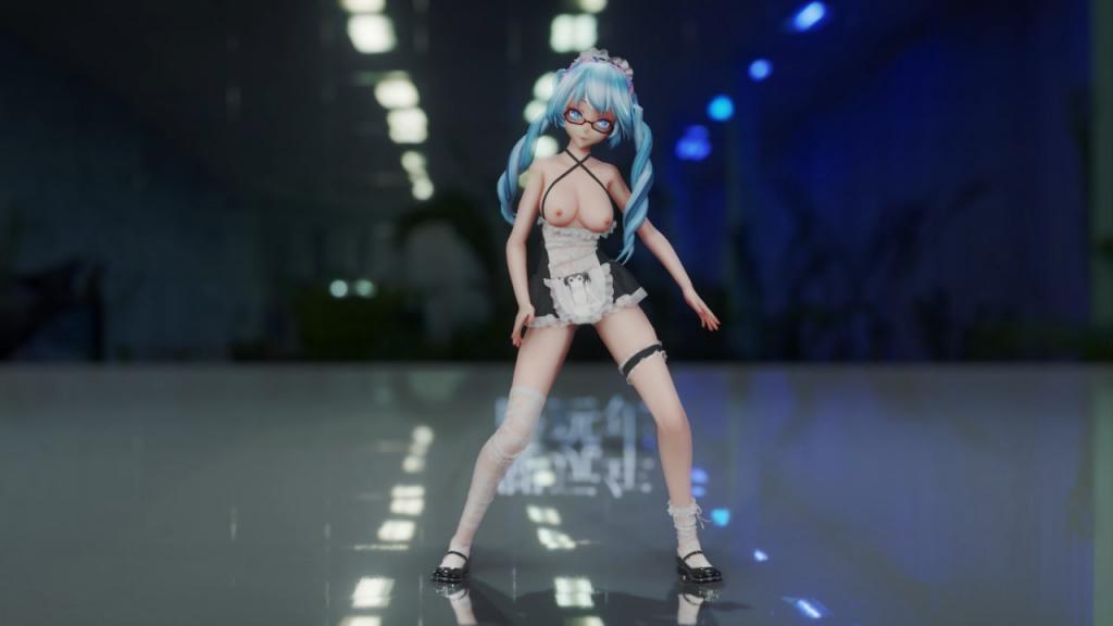 MMD58 白丝眼镜女仆miku KDA被主人狂干到湿透