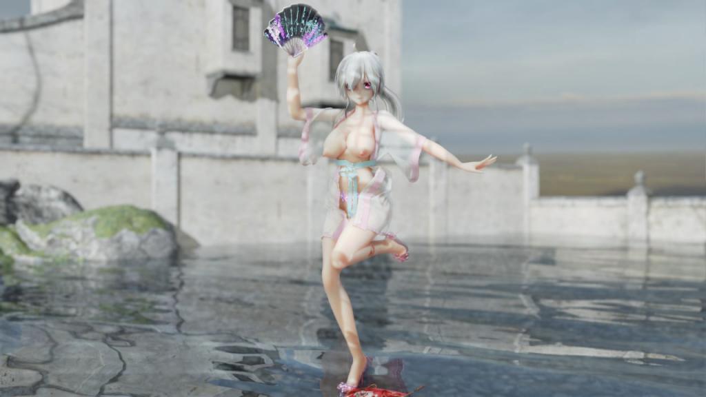 MMD52 汉服萝莉弱音酱被狂干！寄明月曲中淫叫不断，白丝美腿大开任内射