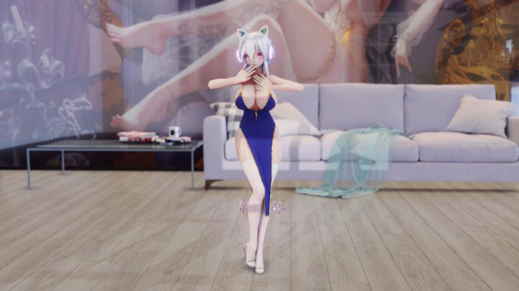 MMD92 旗袍白丝巨乳弱音沦陷秘密特训 淫液浸透开档丝袜