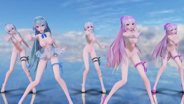 【MMD神作】V家全员裸舞！初音未来、镜音双子、巡音露卡全裸热舞，淫荡扭腰爆乳晃动，私处若隐若现！